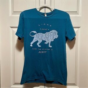 Lions Don't Lose Sleep Tee - Empowering Quote Print Teal T-shirt